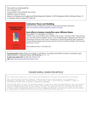 Review articles on the study of combustion. Combustion Theory and Modelling. Volumes Part 6 1-13
