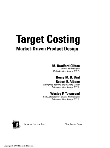 Target Costing Market Driven Product Design