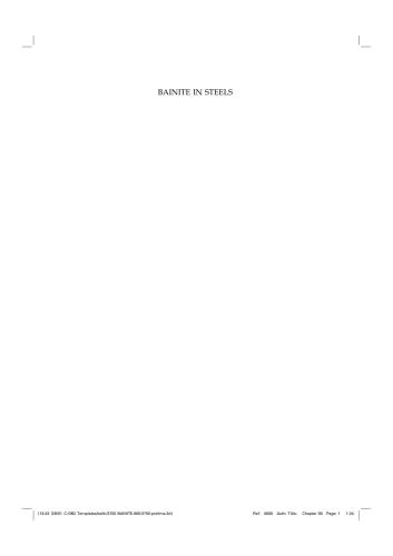 Bainite In Steels. Transformations, Microstructure and Properties