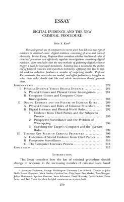 Digital evidence and the new criminal procedure