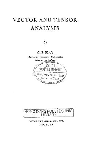 Vector and Tensor Analysis Hay - Dover Publications