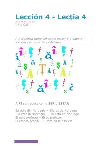 Radio Romania International. Rumano de supervivencia. Audio-Lección 4