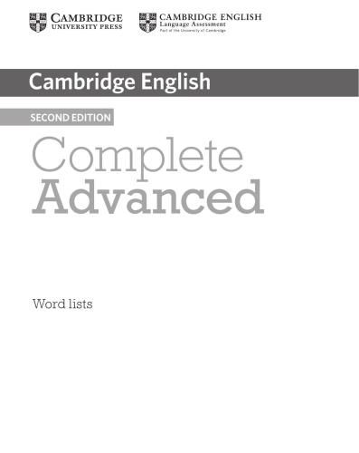 Complete Advanced. Word lists