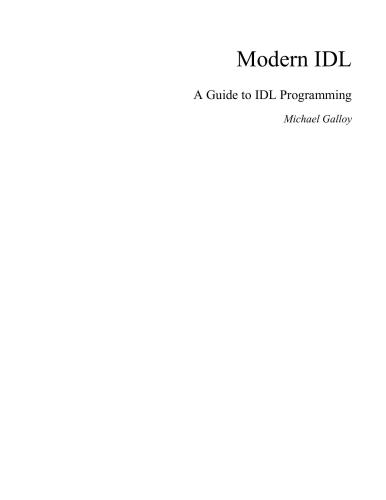 Modern IDL: A Guide to IDL Programming