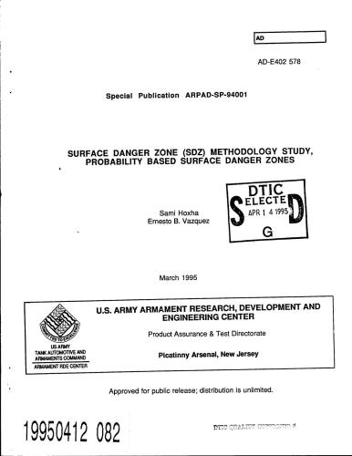 Surface danger zone (SDZ) methodology study, probability based surface danger zones