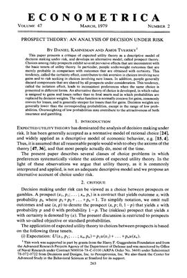 Prospect theory: an analysis of decision under risk