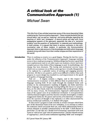 A Critical Look at the Communicative Approach (1)