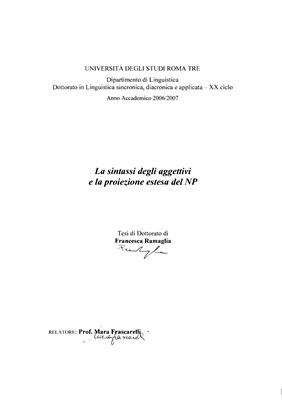 La sintassi degli aggettivi e la proiezione estesa del NP