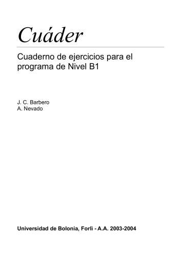 Cuáder. Cuaderno de ejercicios para el programa de Nivel B1