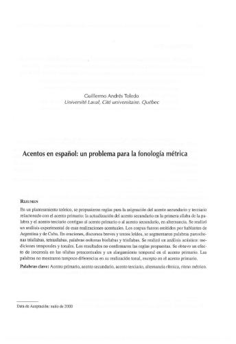 Acentos en español: un problema para la fonología métrica