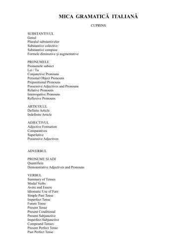 Mică gramatică italiană