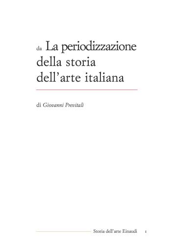 La periodizzazione della storia dell’arte italiana