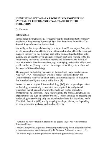 Identifying secondary problem