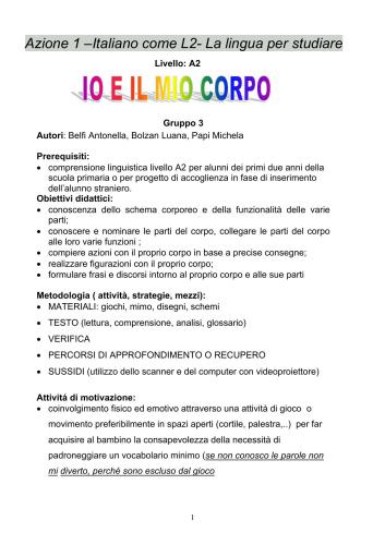 Io e il mio corpo (Livello A2)