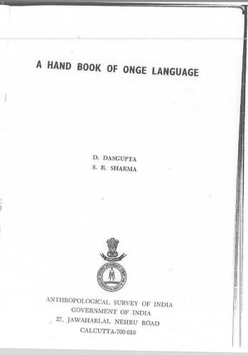 A Hand Book of Onge Language