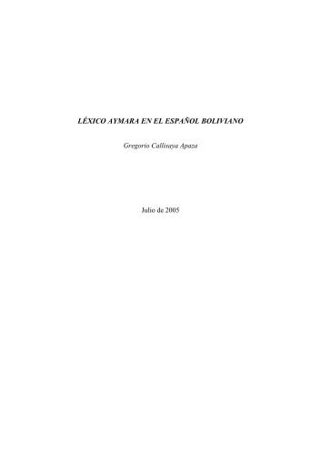 Léxico aymara en el español boliviano