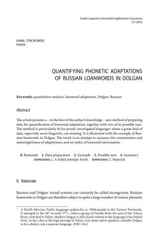 Quantifying Phonetic Adaptations of Russian Loanwords in Dolgan