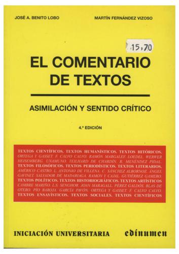 El Comentario de textos. Asimilación y sentido crítico