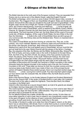 A Glimpse of the British Isles