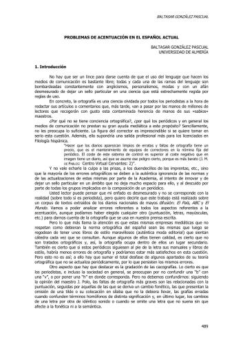 Problemas de acentuación en el español actual