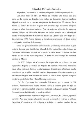 Экзаменационнная тема: Miguel de Cervantes Saavedra