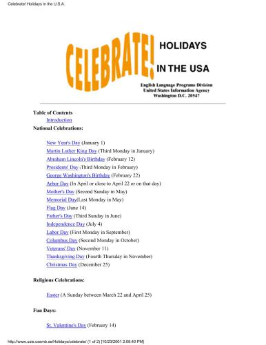 Celebrate! Holidays In The U.S.A