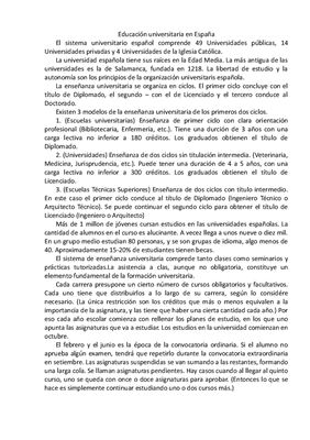 Educacion universitaria en España