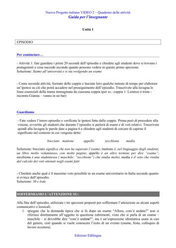 Nuovo Progetto Italiano VIDEO 2. Guida per l’insegnante