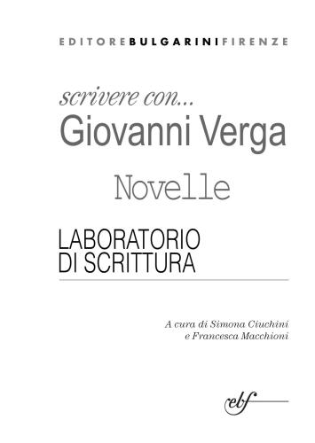 Scrivere con Giovanni Verga. Novelle. Laboratorio di scrittura