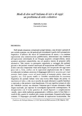 Modi di dire nell’italiano di ieri e di oggi: un problema di stile collettivo