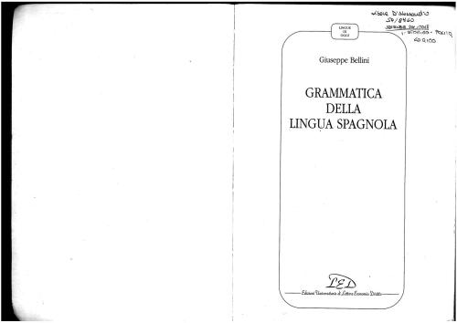 Grammatica Della Lingua Spagnola