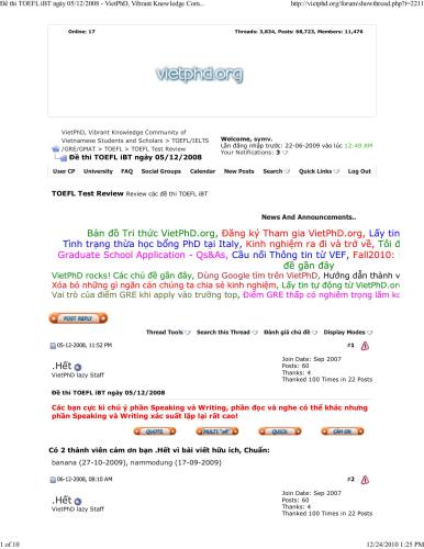TOEFL iBT Test Review 15/12/2008