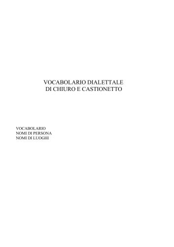 Vocabolario dialettale di Chiuro e Castionetto