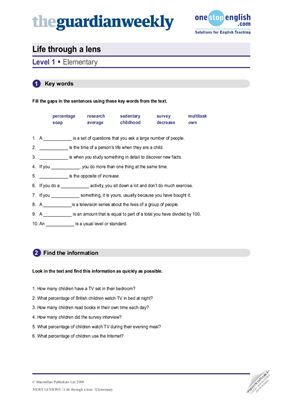 Life through a lens Elementary level