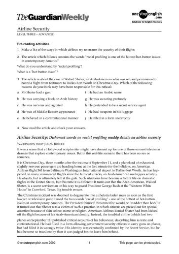 Airline Security - Advanced level