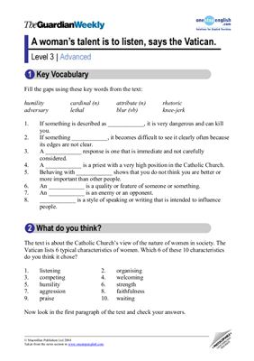 A woman’s talent is to listen - Advanced level