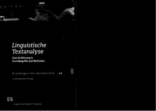 Linguistische Textanalyse: Eine Einführung in Grundbegriffe und Methoden