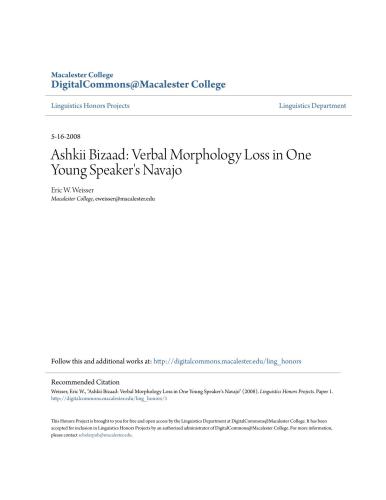 Ashkii Bizaad: Verbal Morphology Loss in One Young Speaker’s Navajo