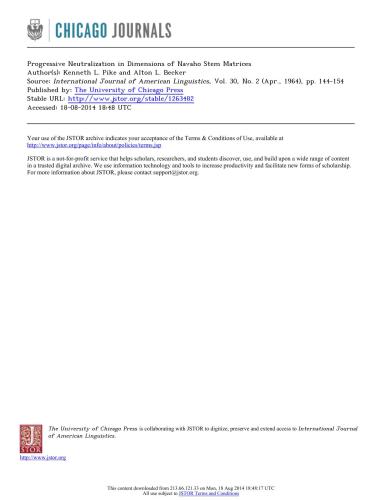 Progressive Neutralization in Dimensions of Navaho Stem Matrices