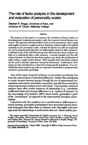 The role of factor analysis in the development and evaluation of personality scales