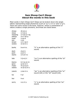 Sam sheep can't sleep: About the words in this book