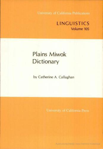 Plains Miwok Dictionary
