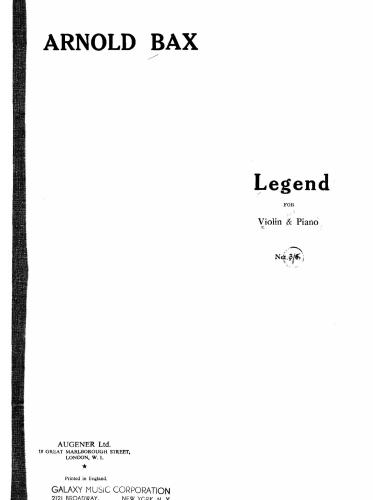 Legend. For violin and piano