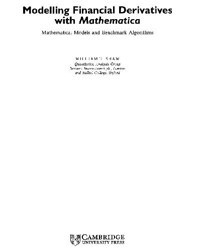 Shaw W Modelling Financial Derivatives with Mathematica