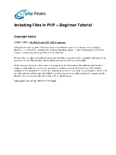 Including Files in PHP Beginner Tutorial