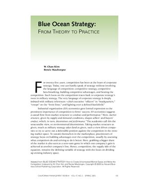 Renée Mauborgne. Blue Ocean Strategy: From theory to practice