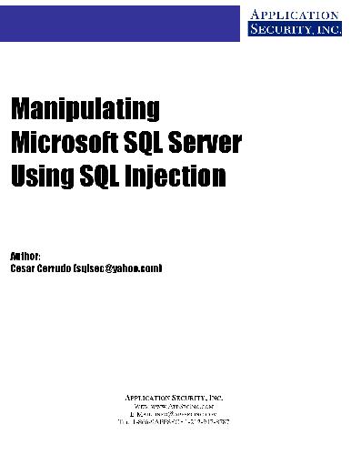 Manipulating SQL Server Using SQL Injection