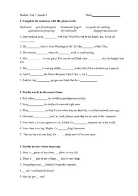 Friends 2. Module Test 1