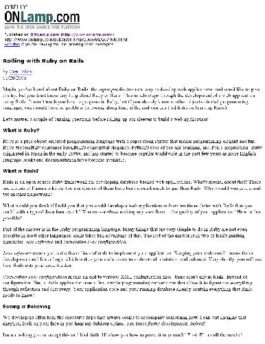 Rolling with Ruby on Rails