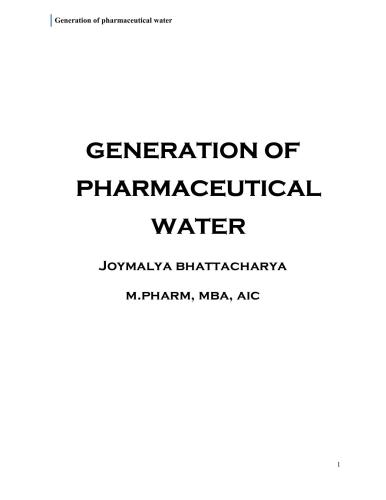 Generation of pharmaceutical water